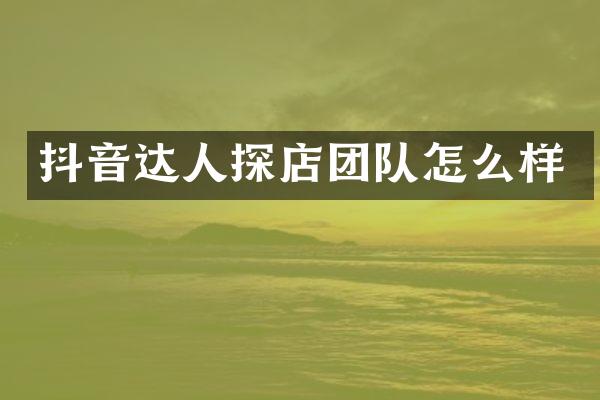 抖音达人探店团队怎么样
