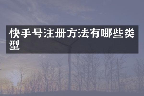快手号注册方法有哪些类型