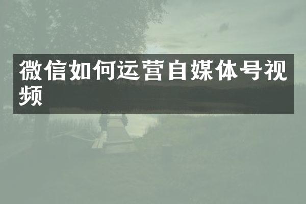 微信如何运营自媒体号视频