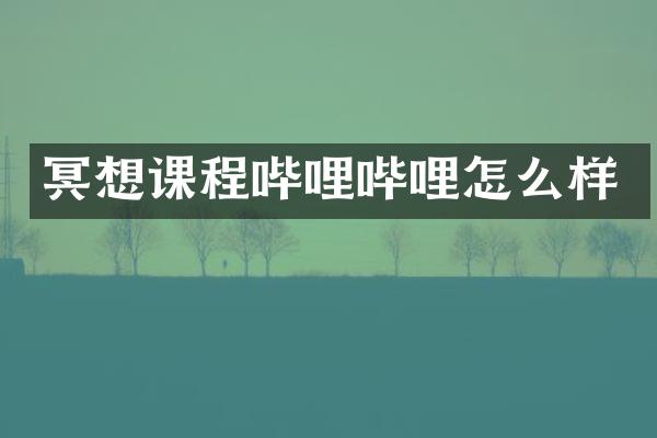 冥想课程哔哩哔哩怎么样