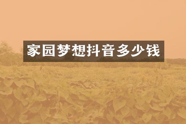 家园梦想抖音多少钱