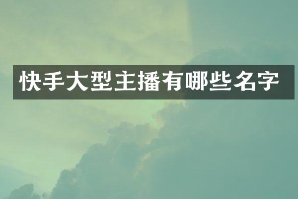 快手大型主播有哪些名字
