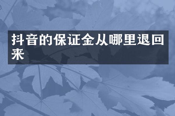 抖音的保证金从哪里退回来
