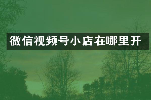 微信视频号小店在哪里开