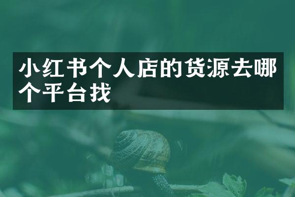 小红书个人店的货源去哪个平台找