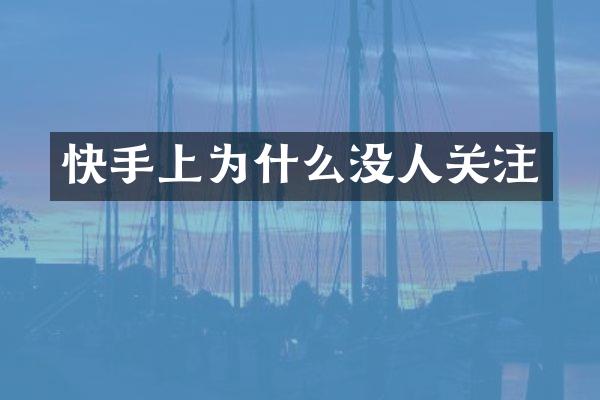 快手上为什么没人关注