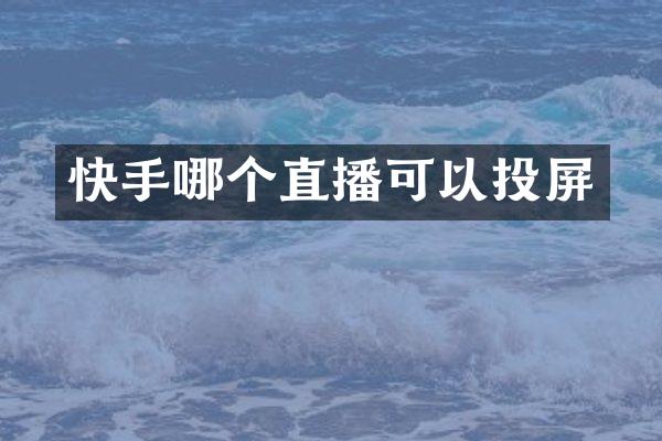快手哪个直播可以投屏