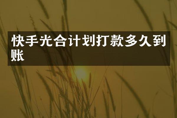 快手光合计划打款多久到账