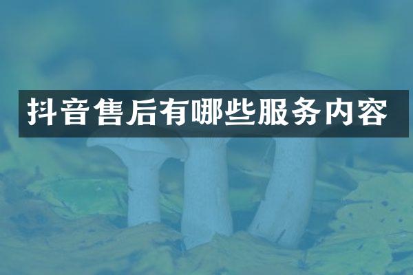 抖音售后有哪些服务内容