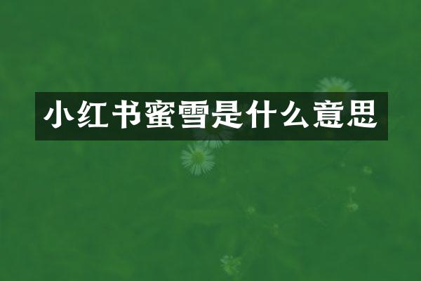 小红书蜜雪是什么意思