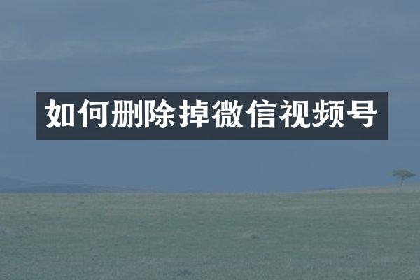如何删除掉微信视频号