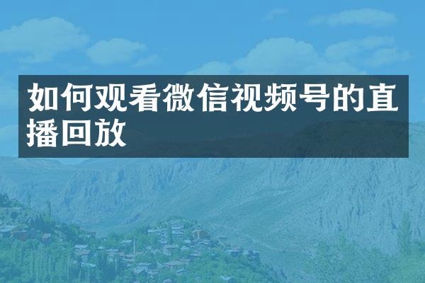 如何观看微信视频号的直播回放