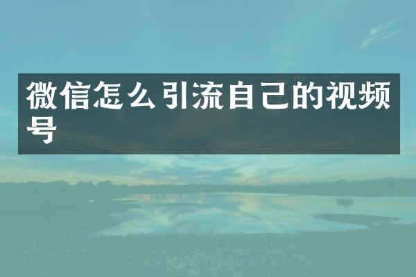 微信怎么引流自己的视频号