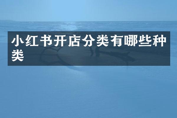 小红书开店分类有哪些种类