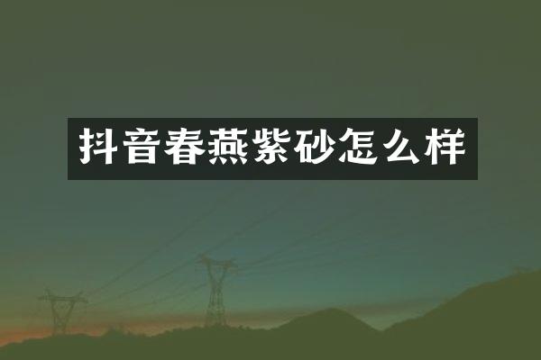抖音春燕紫砂怎么样