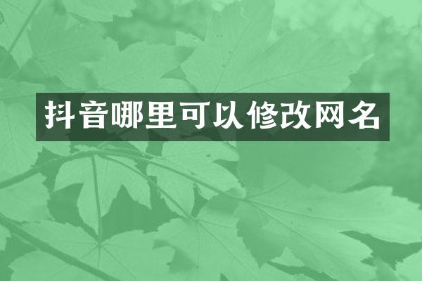 抖音哪里可以修改网名