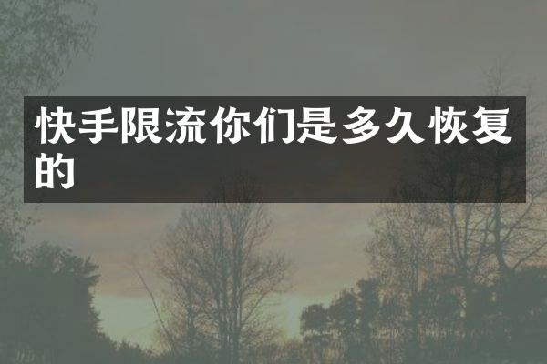 快手限流你们是多久恢复的
