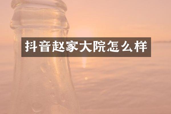 抖音赵家大院怎么样