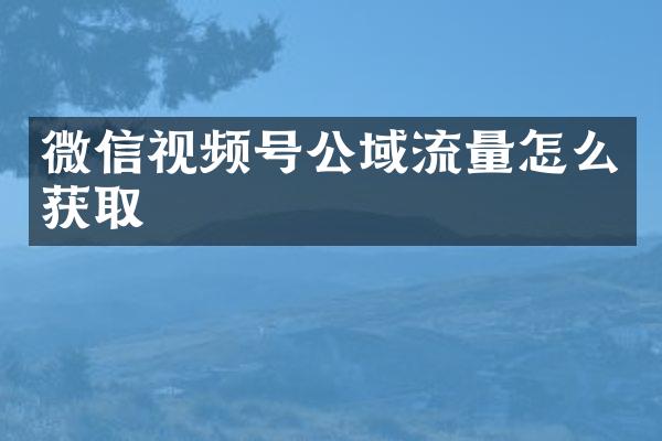 微信视频号公域流量怎么获取
