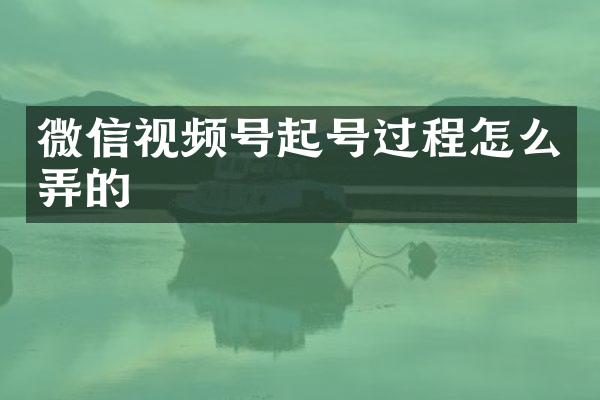 微信视频号起号过程怎么弄的