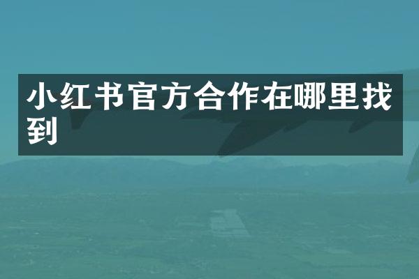 小红书官方合作在哪里找到