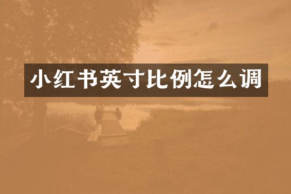 小红书英寸比例怎么调