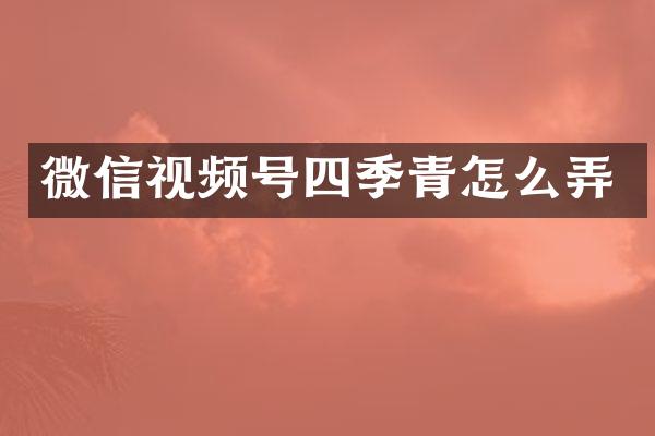 微信视频号四季青怎么弄