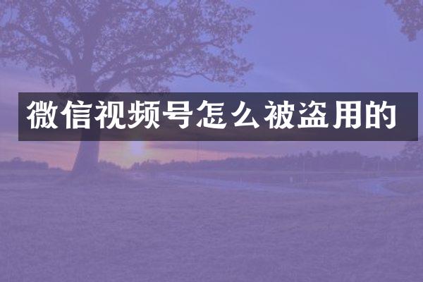 微信视频号怎么被盗用的