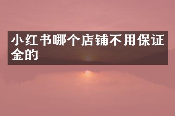 小红书哪个店铺不用保证金的