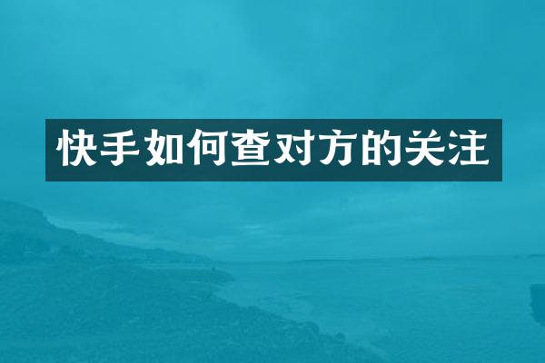 快手如何查对方的关注
