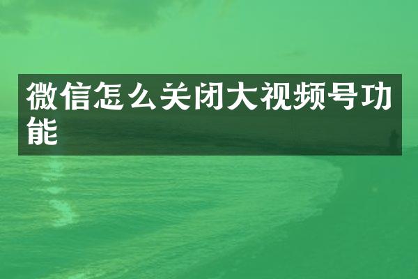 微信怎么关闭大视频号功能