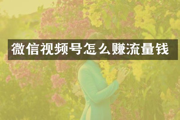微信视频号怎么赚流量钱