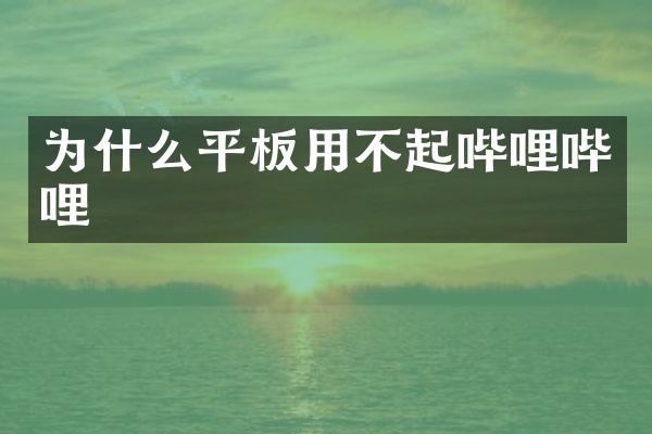 为什么平板用不起哔哩哔哩