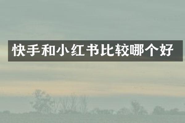 快手和小红书比较哪个好