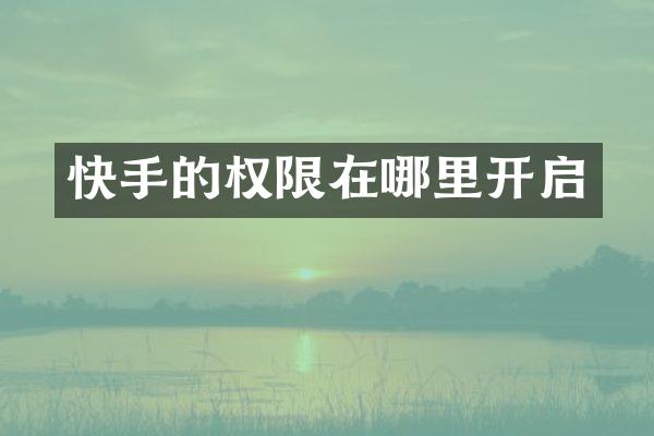 快手的权限在哪里开启