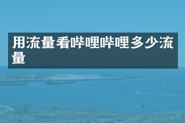 用流量看哔哩哔哩多少流量