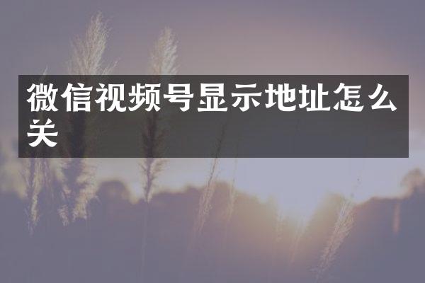 微信视频号显示地址怎么关