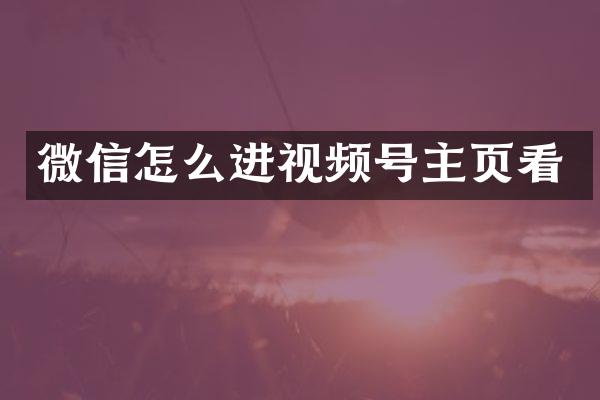 微信怎么进视频号主页看