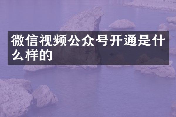 微信视频公众号开通是什么样的