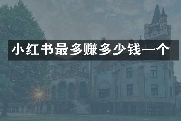 小红书最多赚多少钱一个