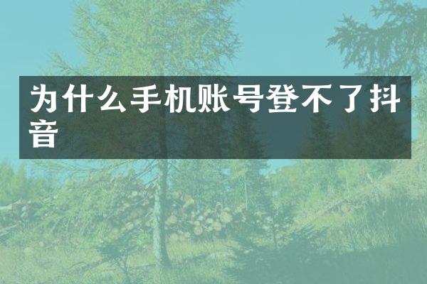 为什么手机账号登不了抖音