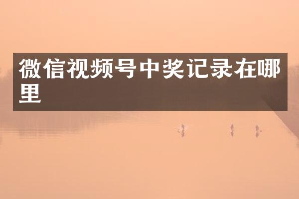 微信视频号中奖记录在哪里