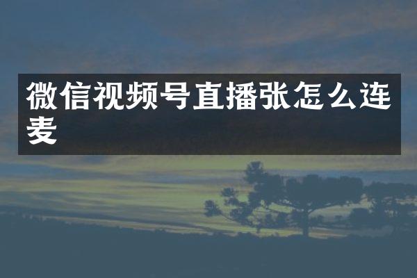 微信视频号直播张怎么连麦