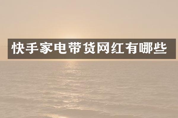 快手家电带货网红有哪些