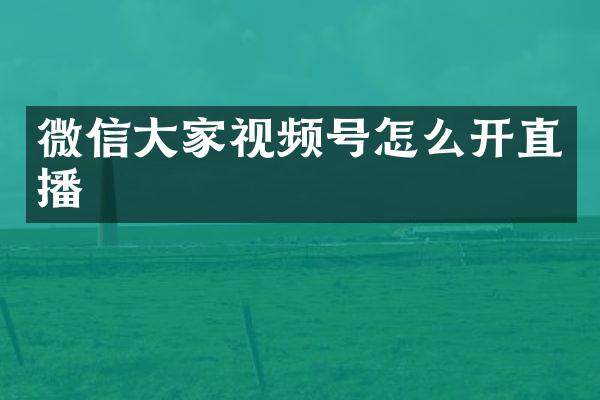 微信大家视频号怎么开直播