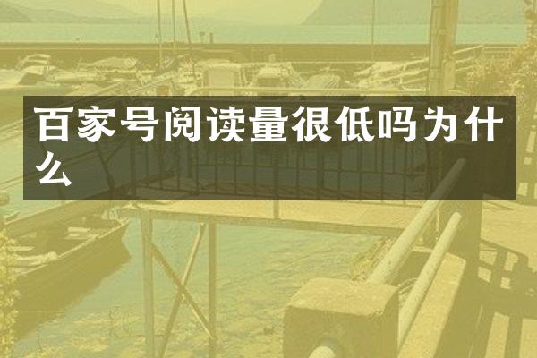 百家号阅读量很低吗为什么