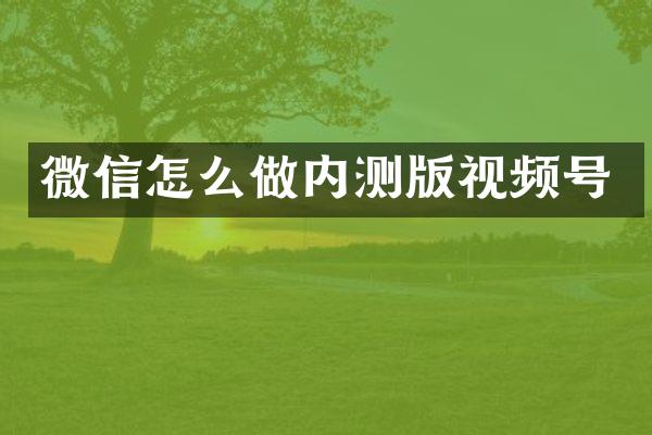 微信怎么做内测版视频号