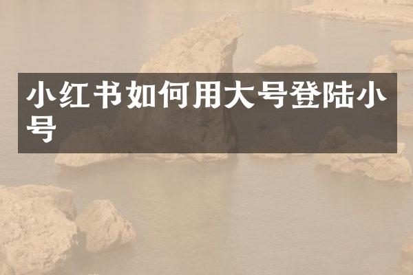 小红书如何用大号登陆小号