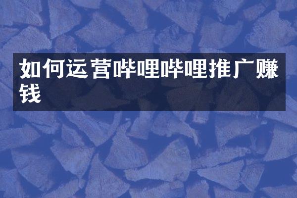 如何运营哔哩哔哩推广赚钱