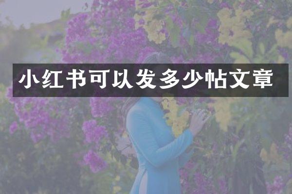 小红书可以发多少帖文章
